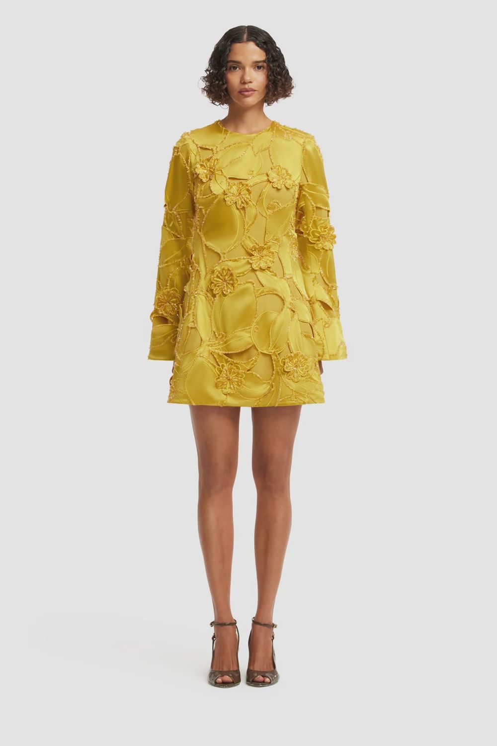 SUZANNE EMBELLISHED BELLE SLEEVE MINI DRESS