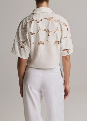 LACE CROPPED SHORT-SLEEVE SHIRT