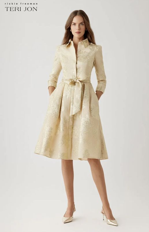 METALLIC JACQUARD SHIRT DRESS 267213