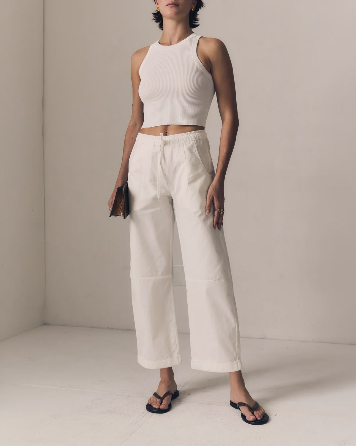 MARA SATEEN DRAWSTRING PANT- HIGH RISE