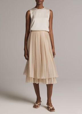 PLEATED LAYERED SKIRT