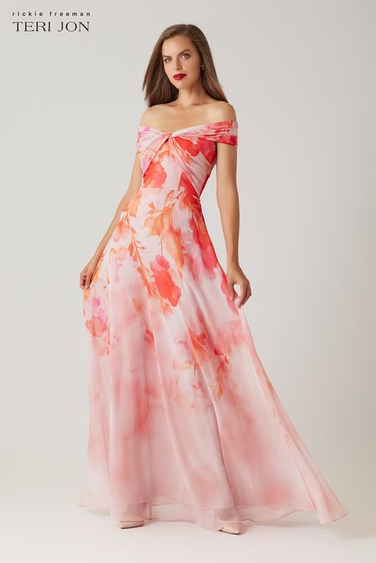 CHIFFON OFF THE SHOULDER TWIST GOWN 266003