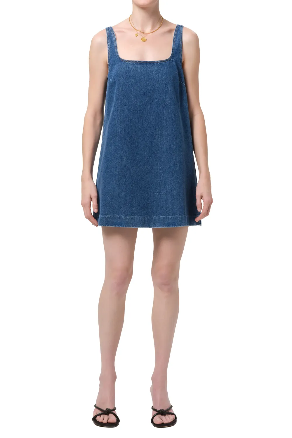SILVANA DENIM SHIFT MINIDRESS