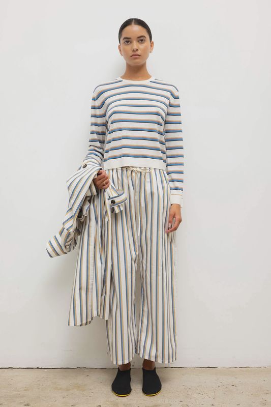 YOSHI STRIPE CROP DRAWSTRING PANT