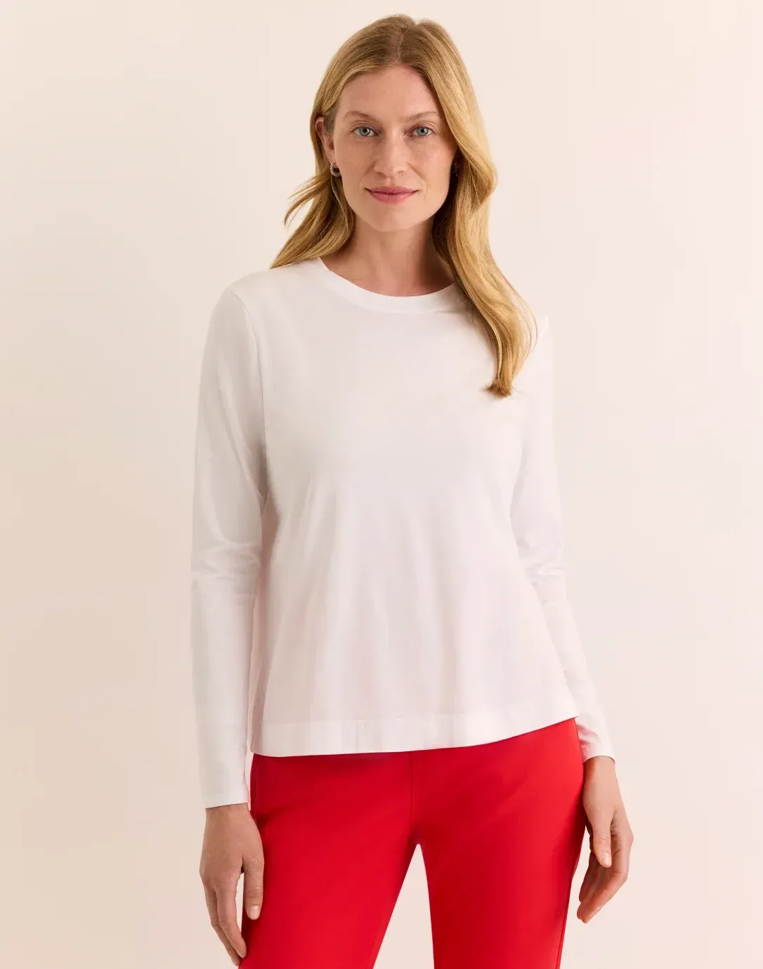 GREAT LONG SLEEVE SOLID TEE, Color: WHITE, Size: XS