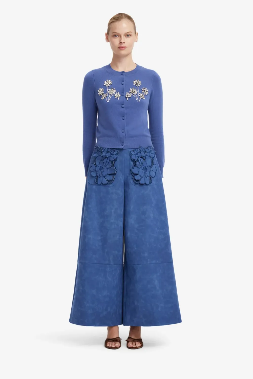 CHRISTINE APPLIQUE VEGAN SUEDE PANTS