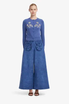 CHRISTINE APPLIQUE VEGAN SUEDE PANTS