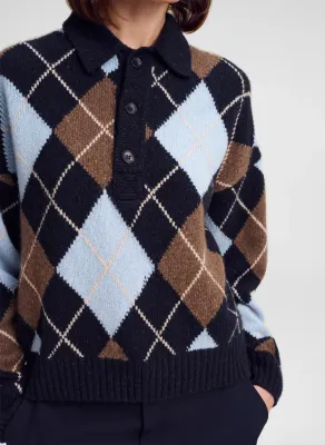 LENNON ARGYLE POLO SWEATER