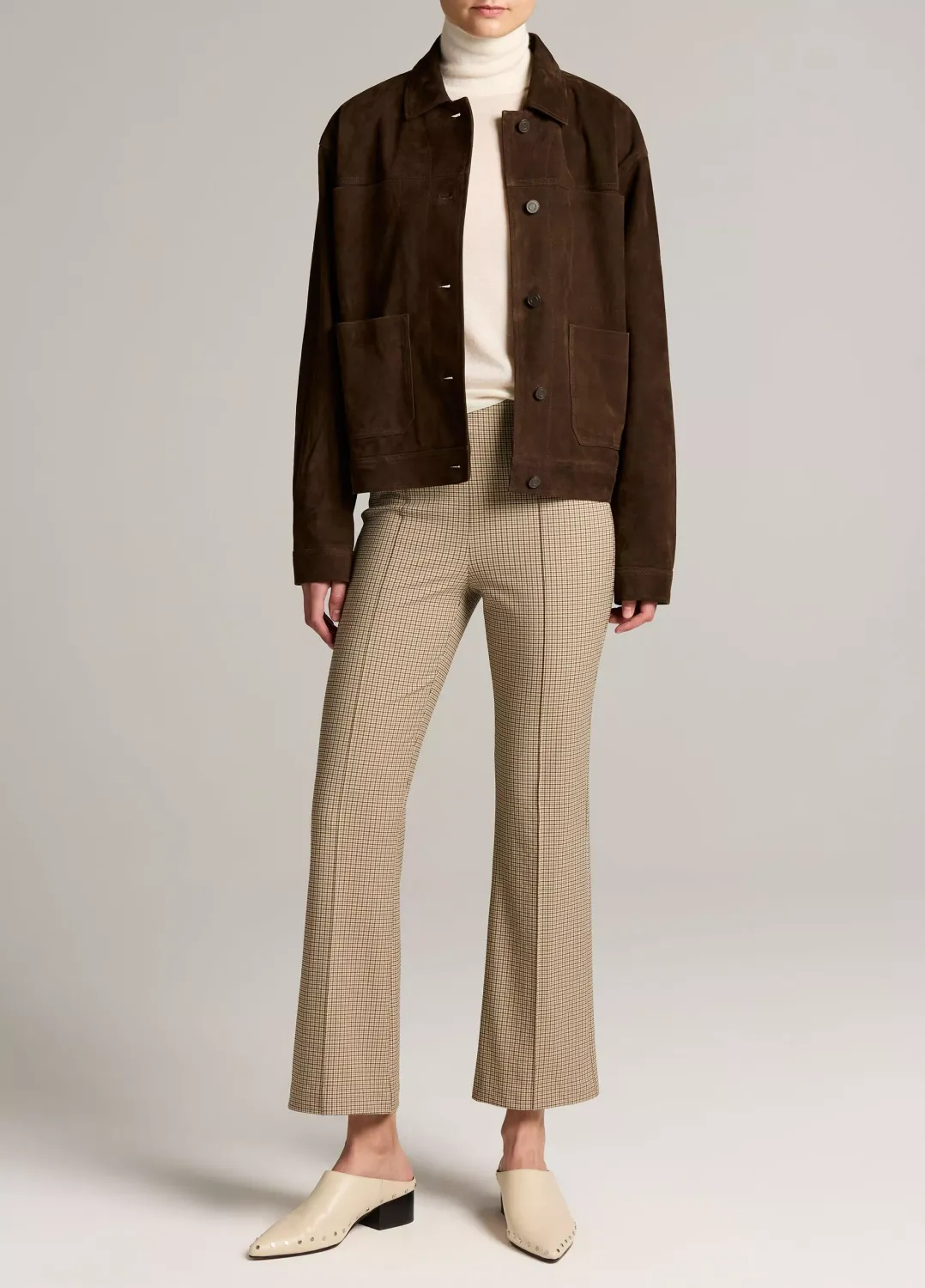 NIKI PLAID MID-RISE CROP FLARE PANT