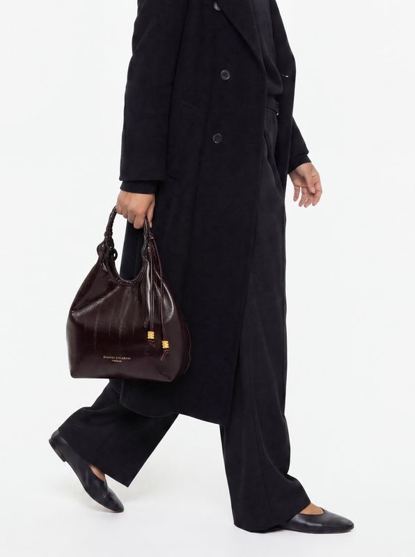 DUA EEL PRINT LEATHER BAG- SMALL