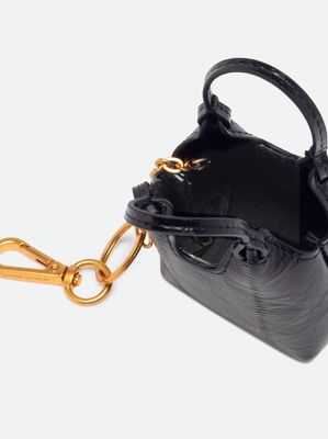 MINI DUA BAG CHARM- BLACK EEL EFFECT LEATHER