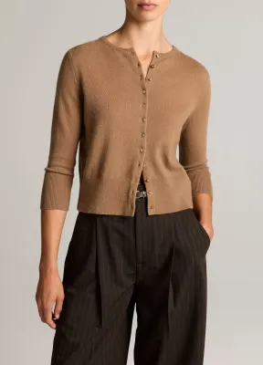 METAL-BUTTON WOOL &amp; CASHMERE-BLEND CARDIGAN