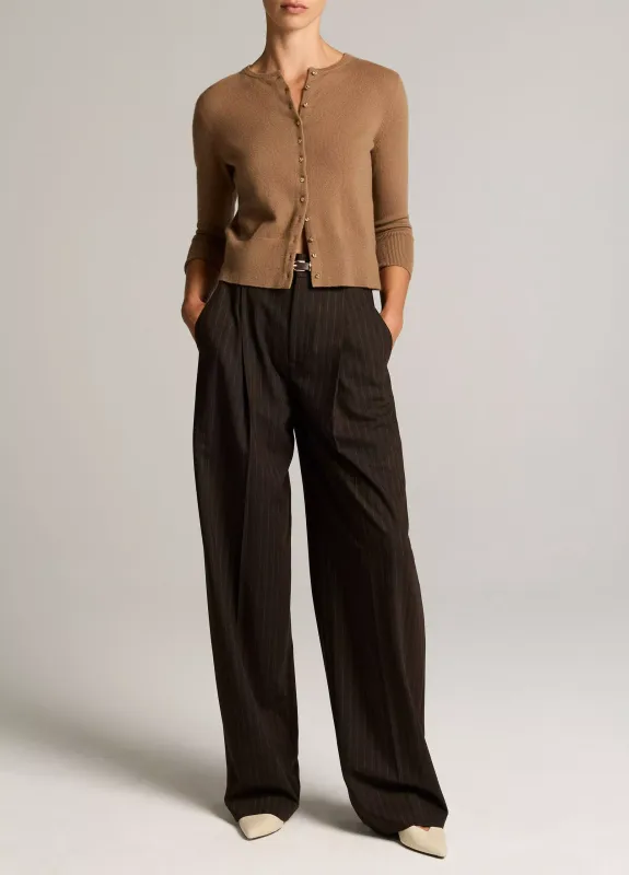 METAL-BUTTON WOOL &amp; CASHMERE-BLEND CARDIGAN