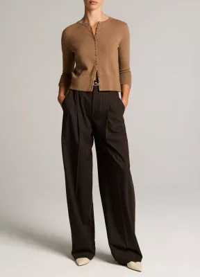 METAL-BUTTON WOOL &amp; CASHMERE-BLEND CARDIGAN