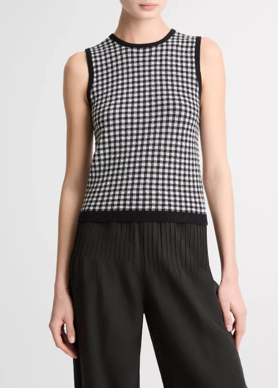 GINGHAM ITALIAN WOOL &amp; COTTON-BLEND SHELL