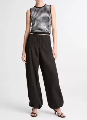 GINGHAM ITALIAN WOOL &amp; COTTON-BLEND SHELL