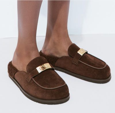 LEELEE SHEARLING MULE- SUEDE/SHEARLING
