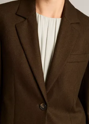 ITALIAN WOOL-BLEND FLANNEL SHORT BLAZER