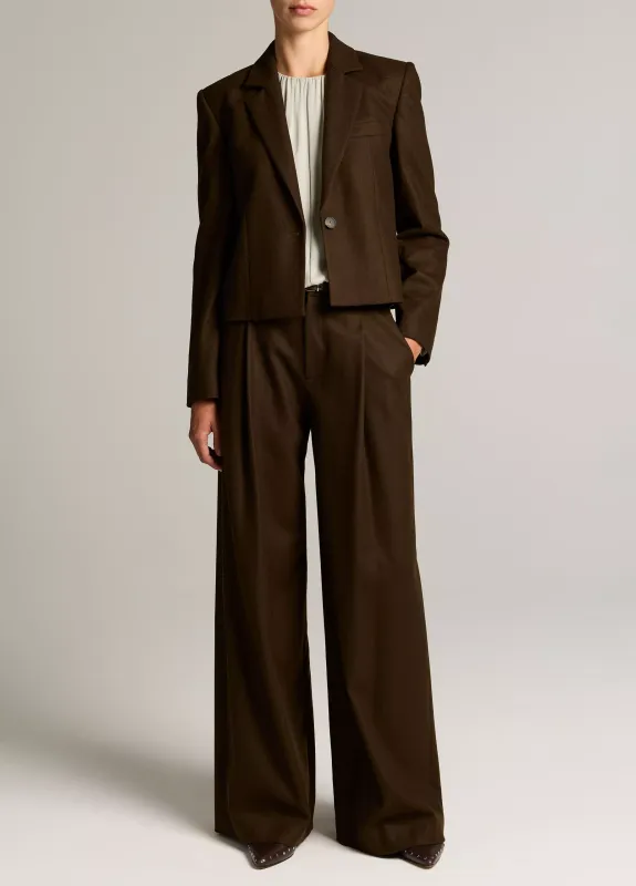 CAMILLE ITALIAN WOOL-BLEND FLANNEL WIDE-LEG TROUSER