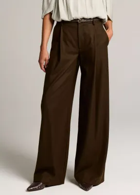 CAMILLE ITALIAN WOOL-BLEND FLANNEL WIDE-LEG TROUSER