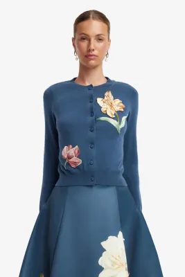 CLAIRE EMBROIDERED CASHMERE BLEND CARDIGAN