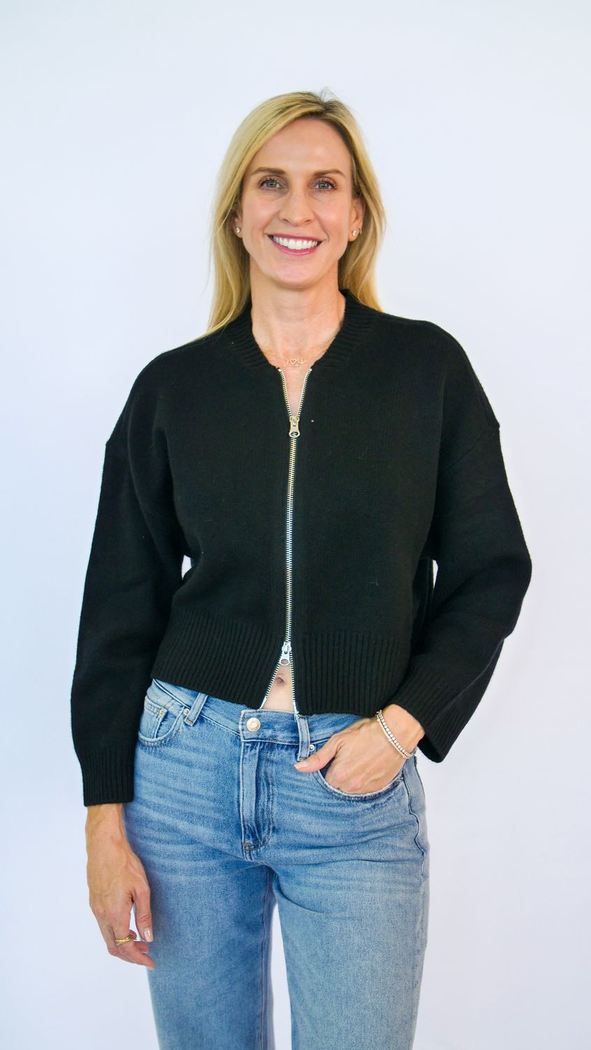 ALEX CASHMERE SOLID BOMBER JACKET