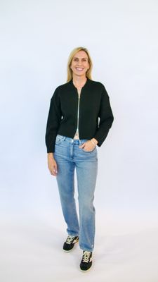 ALEX CASHMERE SOLID BOMBER JACKET