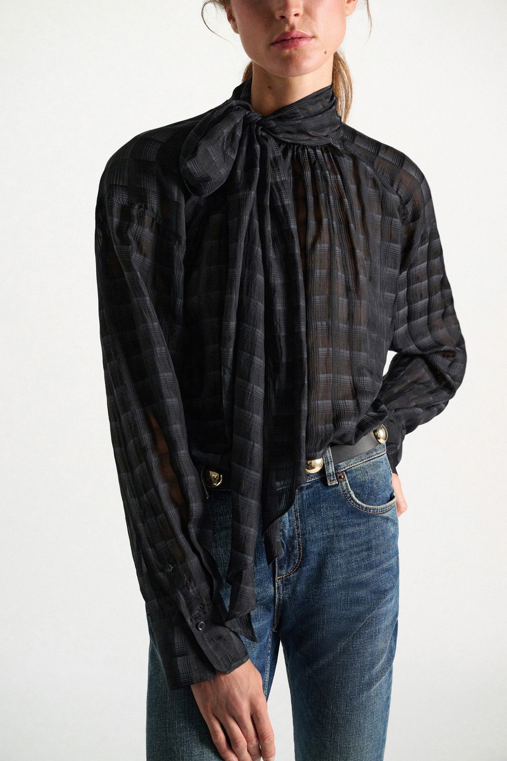 AIRY CHECK BLOUSE
