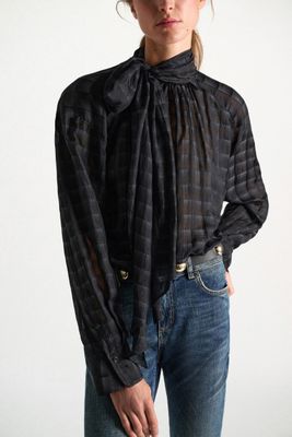 AIRY CHECK BLOUSE