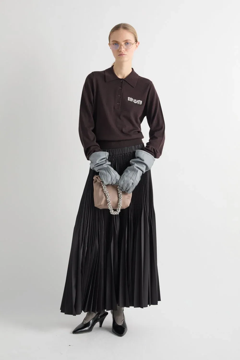 WOOL POLO SHIRT WITH APPLIQUÉ