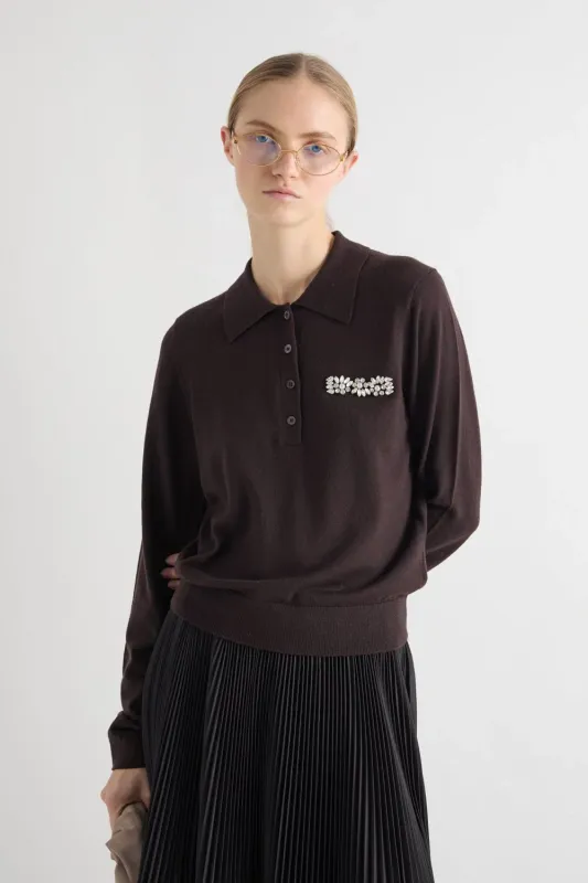 WOOL POLO SHIRT WITH APPLIQUÉ