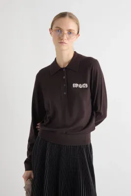 WOOL POLO SHIRT WITH APPLIQUÉ