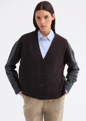 TWO-TONE CARDIGAN IN WOOL-CASHMERE BLEND