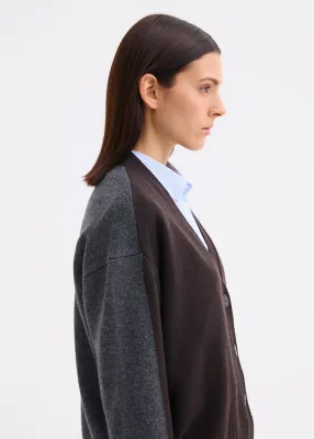 TWO-TONE CARDIGAN IN WOOL-CASHMERE BLEND