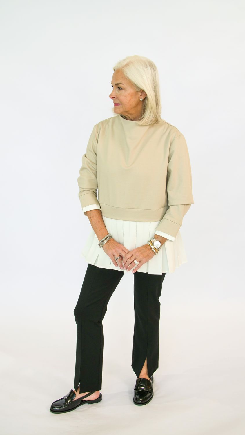 CREWNECK AND WHITE POPLIN SHIRT COMBO