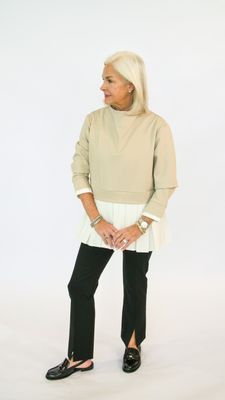 CREWNECK AND WHITE POPLIN SHIRT COMBO