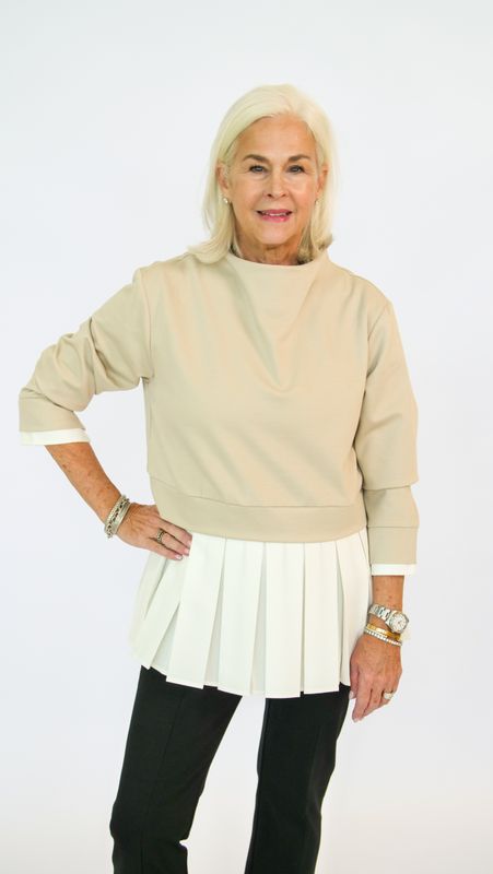 CREWNECK AND WHITE POPLIN SHIRT COMBO
