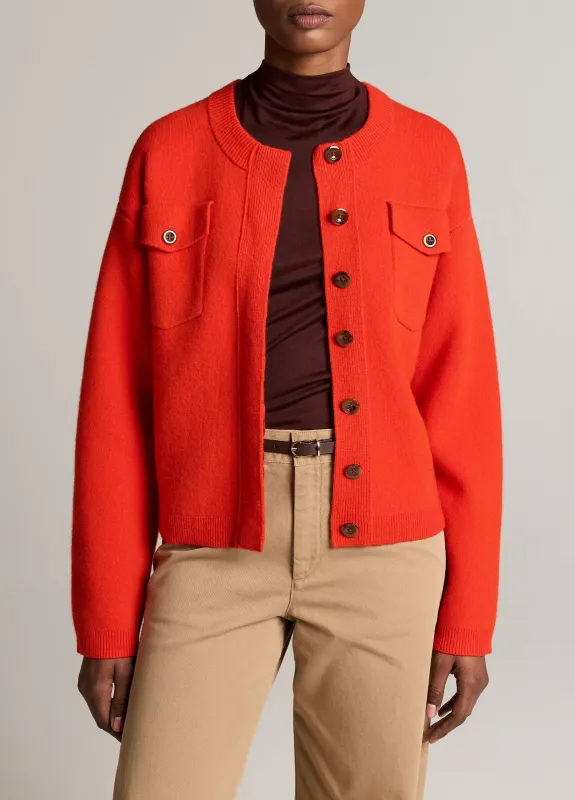 FLAP POCKET WOOL-BLEND SWEATER JACKET