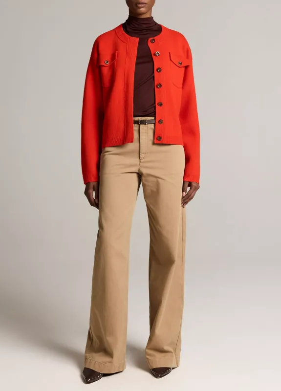 FLAP POCKET WOOL-BLEND SWEATER JACKET