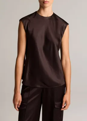 SATIN RELAXED CAP-SLEEVE TOP