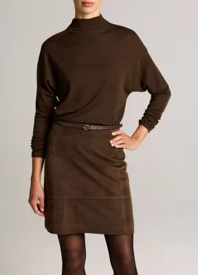WOOL-BLEND RELAXED FUNNEL-NECK TOP