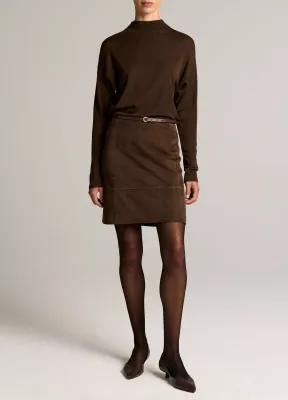 WOOL-BLEND RELAXED FUNNEL-NECK TOP