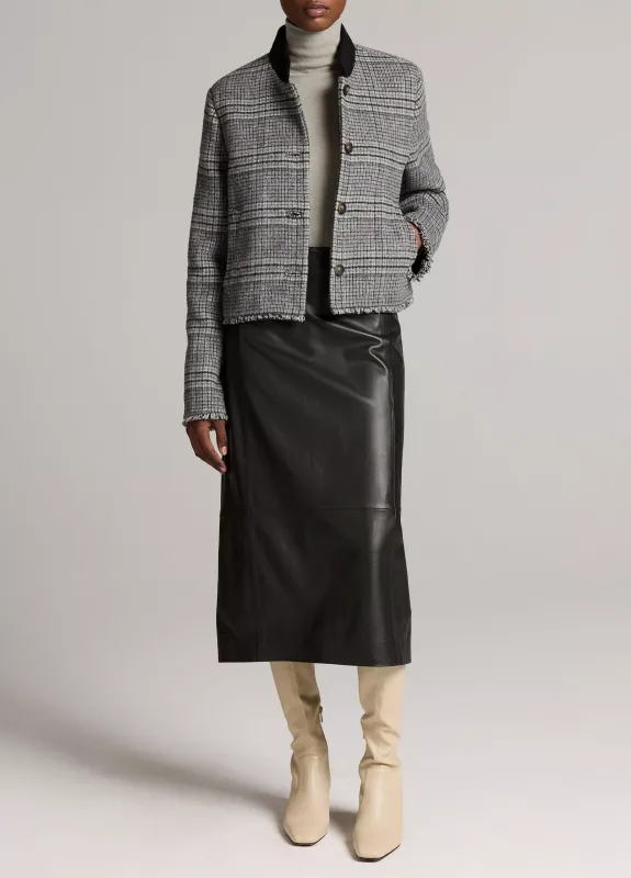 GREY PLAID WOOL-BLEND JACKET