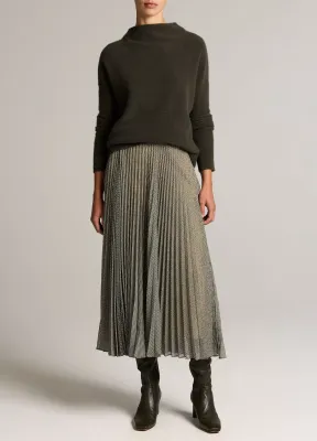 SHEER HOUNDSTOOTH PLEATED PULL ON SKIRT