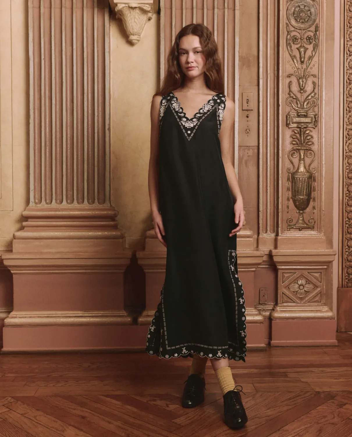 THE EMBROIDERED FLORAL SLIP DRESS