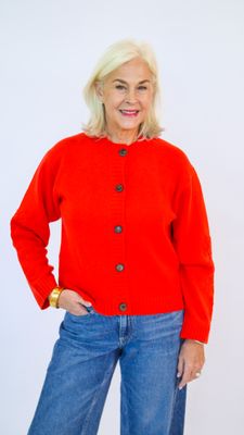 EMBROIDERED CREW-NECK CARDIGAN