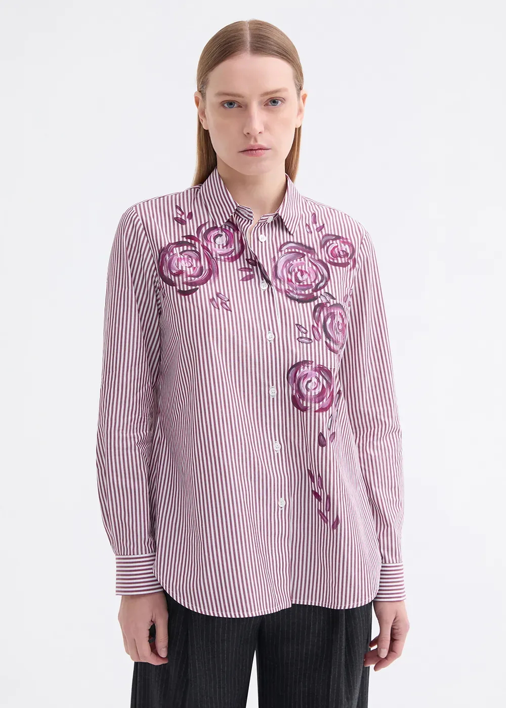 HAND-PAINTED LONG-SLEEVE POPLIN SHIRT