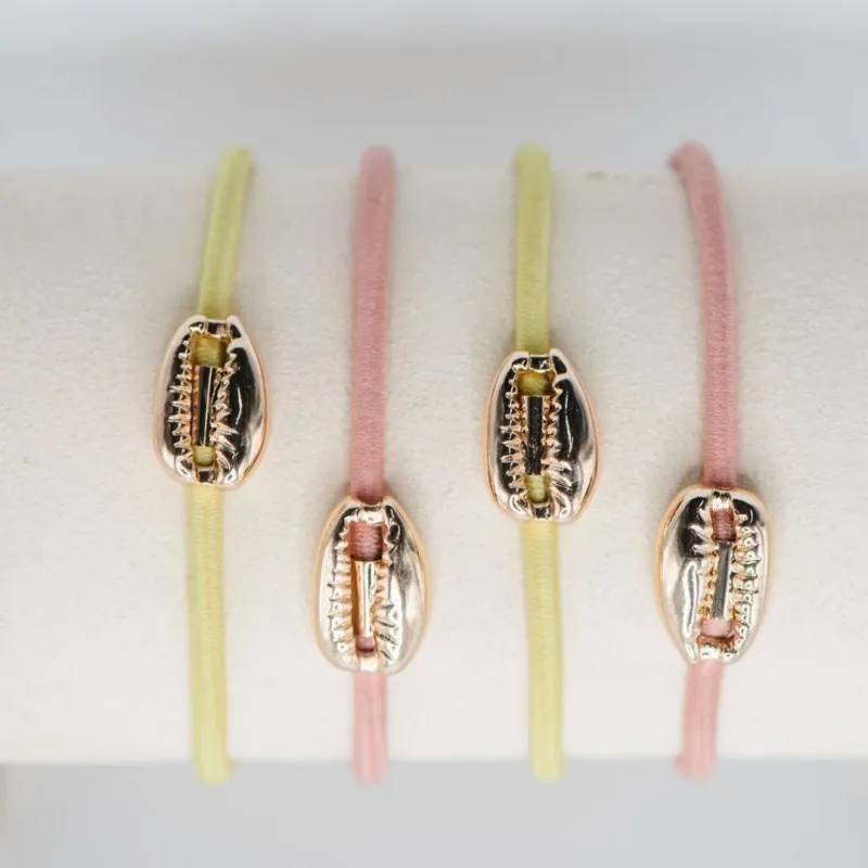 COWRIE SHELL HAIR TIE BRACELET SET