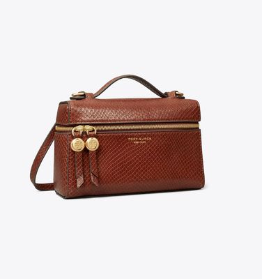 EMBOSSED SNAKE SLIM TOP HANDLE BAG