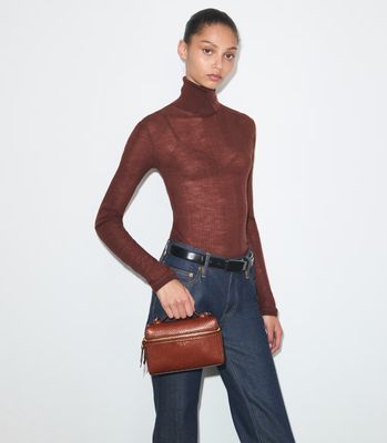 EMBOSSED SNAKE SLIM TOP HANDLE BAG